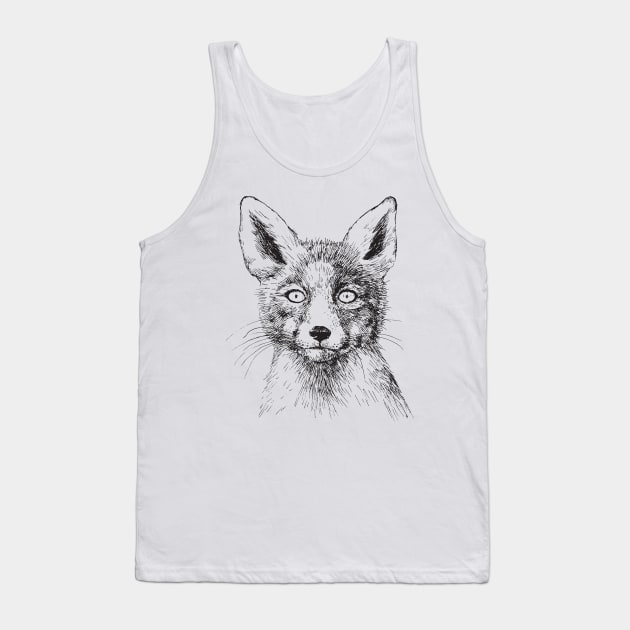 Fox portrait, ink drawing Tank Top by katerinamk